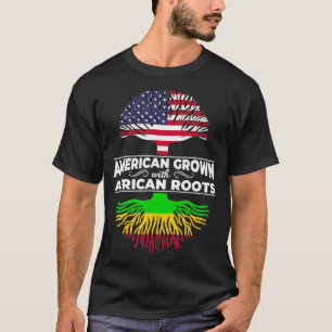 American Grown African Roots USA Flag Black Histor T-Shirt
