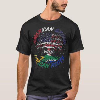 American Grown African Roots USA Flag Black Histor T-Shirt
