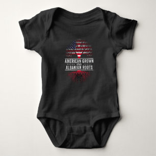 American Grown Albanian Roots Flag Baby Bodysuit