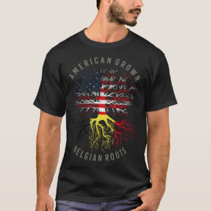American Grown Belgian Roots USA Belgium Flag Heri T-Shirt