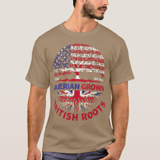American Grown British Roots British Flag Usa Flag T-Shirt