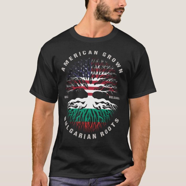 American Grown Bulgarian Roots Bulgaria Flag T-Shirt (Front)