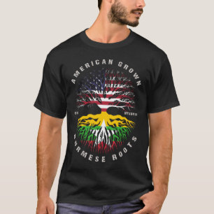 American Grown Burmese Roots Myanmar Flag T-Shirt