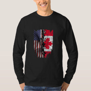 American Grown Canadian Roots USA Canada Flag T-Shirt