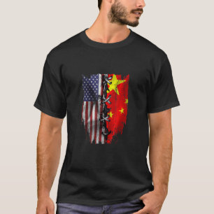 American Grown Chinese Roots USA China Flag T-Shirt