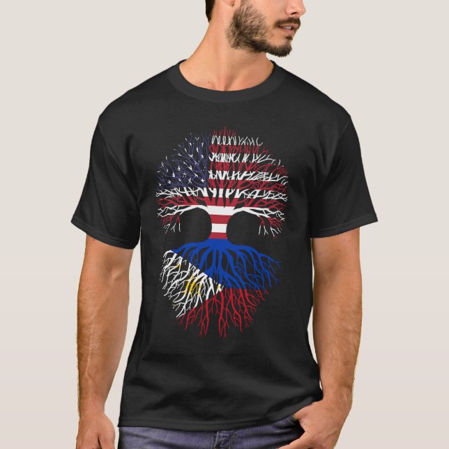 American Grown Filipino Roots Philippines Flag T-Shirt (Front)