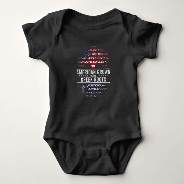 American Grown Greek Roots Flag Baby Bodysuit (Front)