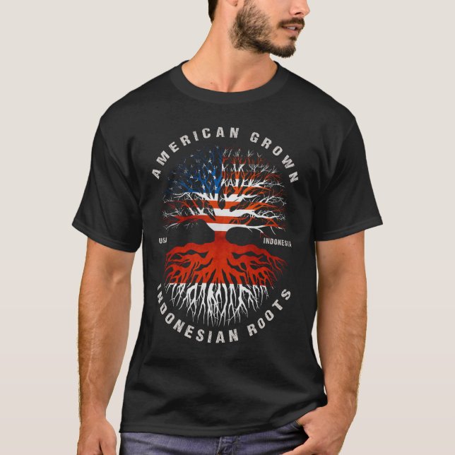 American Grown Indonesian Roots Indonesia Flag T-S T-Shirt (Front)