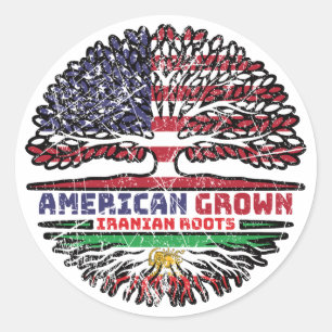 American Grown Iranian Roots – Lion and Sun Classic Round Sticker