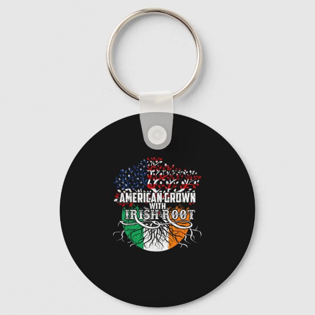 American Grown Irish Root Flag Ireland St Patricks Key Ring (Front)