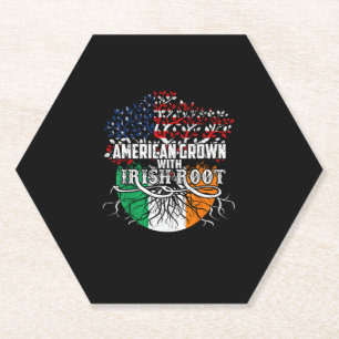 American Grown Irish Root Flag Ireland St Patricks Paper Coaster