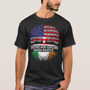 American Grown Irish Roots Ireland Flag  T-Shirt