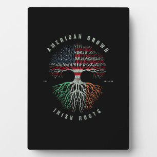 American Grown Irish Roots Ireland Flag Vintage Gr Plaque