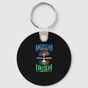 American Grown Irish Roots St. Patricks Day Green Key Ring