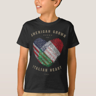American Grown Italian Heart Love Italy Flag T-Shirt