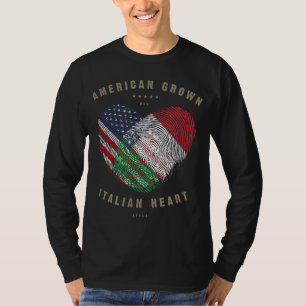 American Grown Italian Heart Love Italy Flag T-Shirt