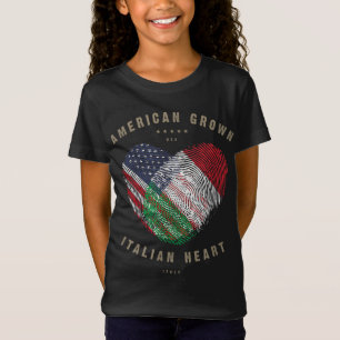 American Grown Italian Heart Love Italy Flag T-Shirt