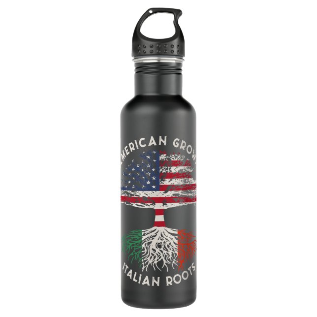 American Grown Italian Roots Family Tree Italy Fla 710 Ml Water Bottle (Front)