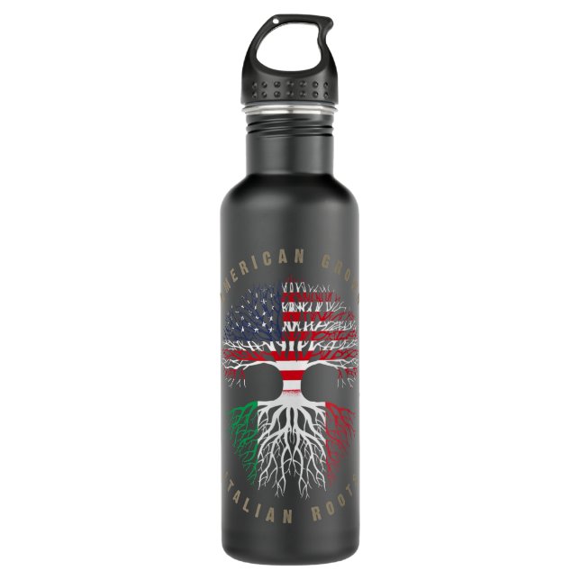 American Grown Italian Roots Italy Flag   710 Ml Water Bottle (Front)
