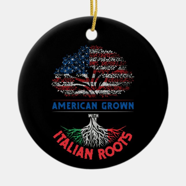 American Grown  Italian Roots USA Flag Venezuela Ceramic Tree Decoration (Front)