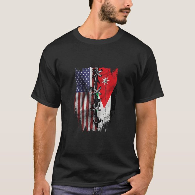 American Grown Jordanian Roots USA Jordan Flag T-Shirt (Front)
