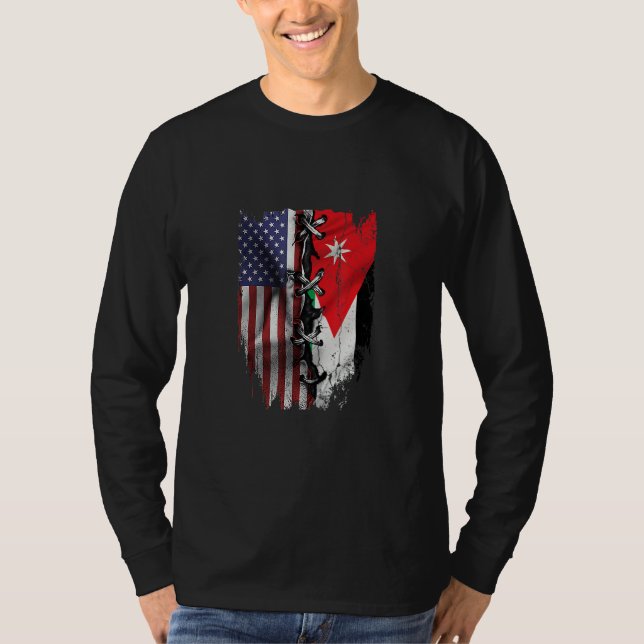 American Grown Jordanian Roots USA Jordan Flag T-Shirt (Front)