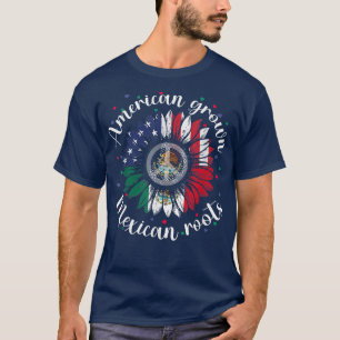 American Grown Meican Roots Cinco de Mayo Sunflowe T-Shirt