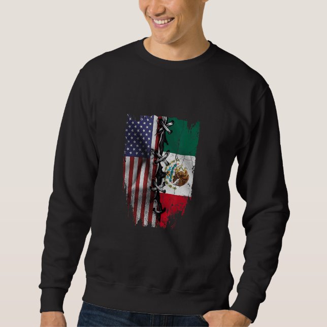 American Grown Mexican Roots USA Mexico Flag Sweatshirt (Front)