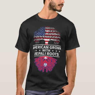 American Grown Nepali Roots Nepal Flag T-Shirt