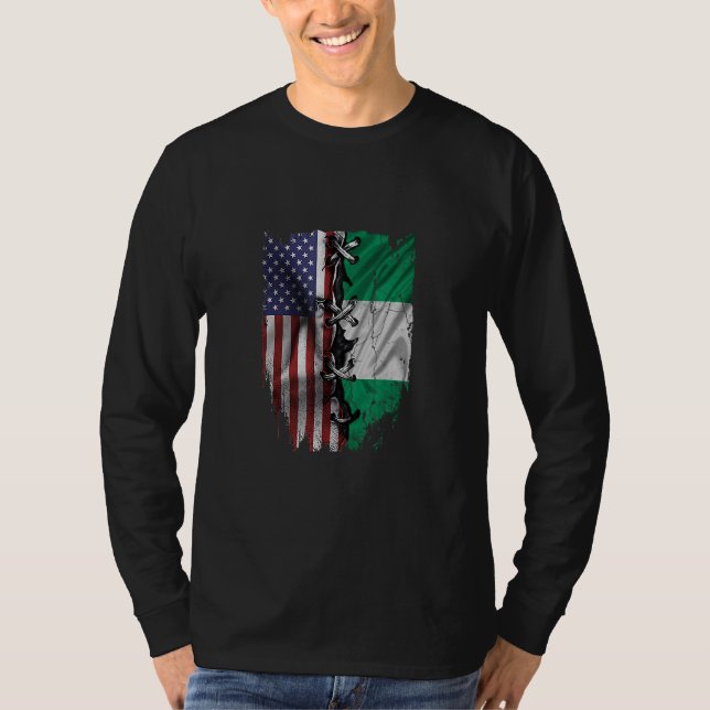 American Grown Nigerian Roots USA Nigeria Flag T-Shirt (Front)