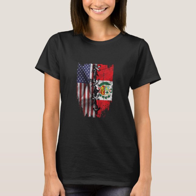 American Grown Peruvian Roots USA Peru Flag T-Shirt (Front)