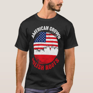 American Grown Polish Roots Vintage Flags for Men T-Shirt