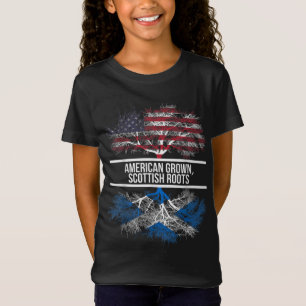 American Grown Scottish Roots - American Flag T-Shirt