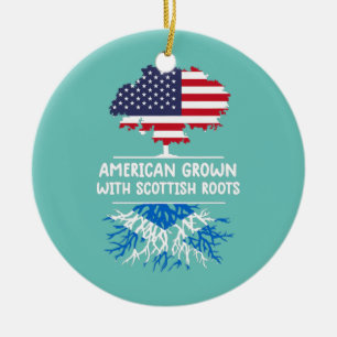 American Grown Scottish Roots Scotland Scottish  Ceramic Tree Decoration
