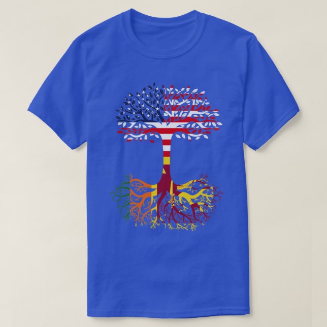American Grown Sri Lanka Roots Sri Lanka Flag  T-Shirt (Design Front)