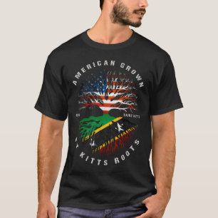 American Grown St Kitts Roots Saint Kitts Flag T-Shirt