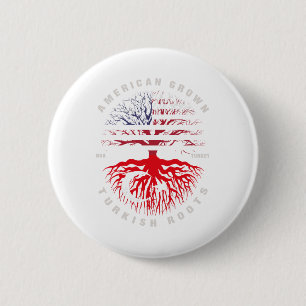 American Grown Turkish Roots Turkey Flag 6 Cm Round Badge