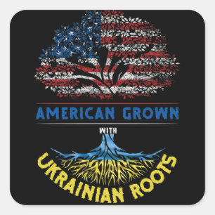 American Grown  Ukrainian Roots USA Flag Venezuela Square Sticker