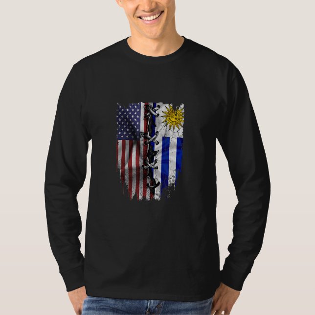 American Grown Uruguayan Roots USA Uruguay Flag T-Shirt (Front)