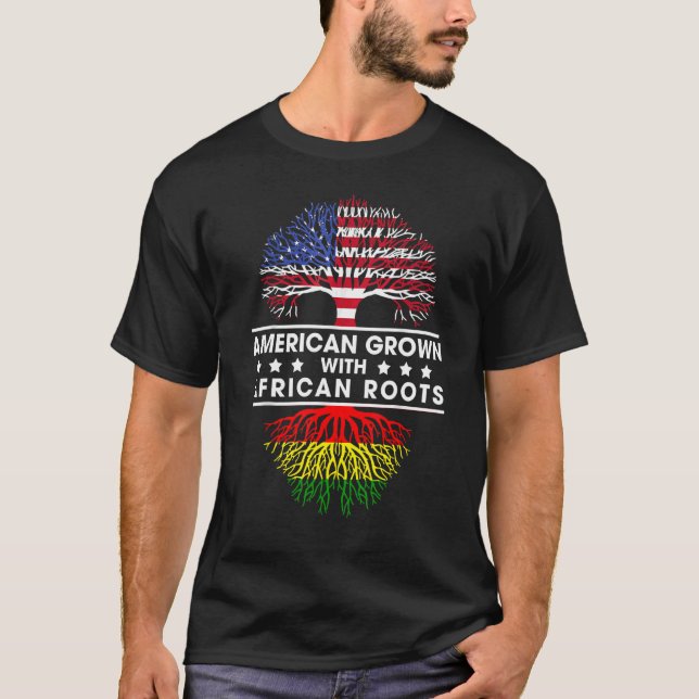 American Grown With African Roots  African Flag T-Shirt (Front)