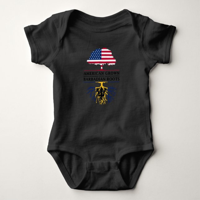 American Grown with Barbadian Roots   Barbados Baby Bodysuit (Front)