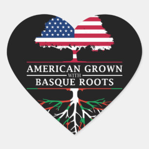 American Grown with Basque Roots Heart Sticker