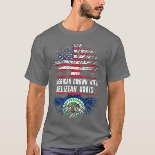 American Grown with Belizean Roots USA Flag Belise T-Shirt
