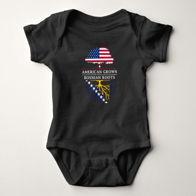 American Grown with Bosnian Roots   Bosnia and Baby Bodysuit (Front)