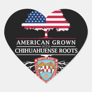 American Grown with Chihuahuense Roots Mexico Heart Sticker