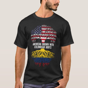 American Grown with Colombian Roots USA Flag T-Shirt