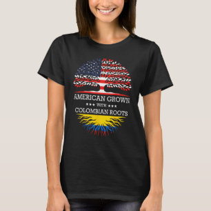 American Grown with Colombian Roots USA Flag T-Shirt