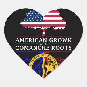 American Grown with Comanche Roots Heart Sticker