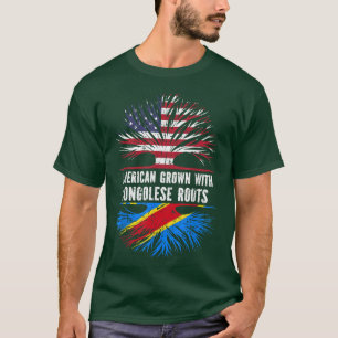 American Grown with Congolese Roots USA Flag Congo T-Shirt
