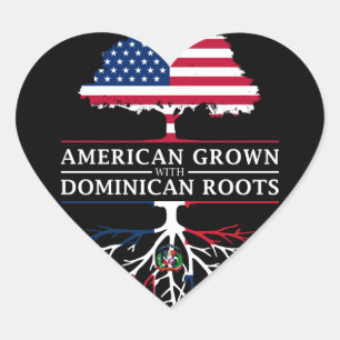 American Grown with Dominican Roots   Dominican Heart Sticker